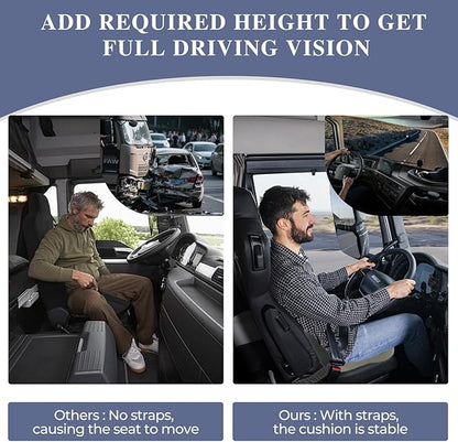 Memory Foam Seat Cushion for Sciatica & Back Pain Relief - Ergonomic Chair Pad with Adjustable Strap & Supportive Comfort Cover, Non-Slip for Car, Truck, Office Chair - Dark Gray&Light Gray