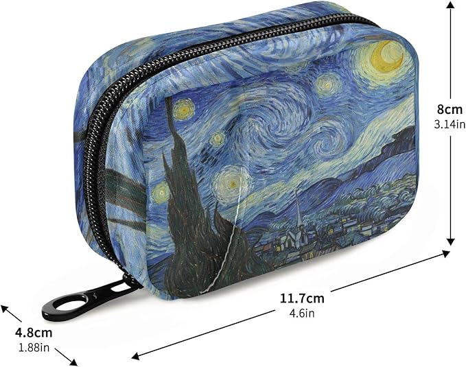 Pill Organizer Box Case Container Weekly Travel Daily 7 Day Pill Dispenser Sorter Vitamin Holder Medication Medicine Organizer Pill Case for Purse Small Compact Portable Cute Vangogh Star Sky