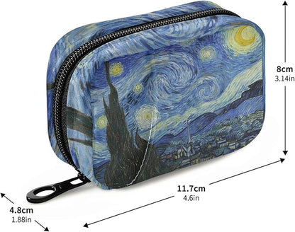 Pill Organizer Box Case Container Weekly Travel Daily 7 Day Pill Dispenser Sorter Vitamin Holder Medication Medicine Organizer Pill Case for Purse Small Compact Portable Cute Vangogh Star Sky