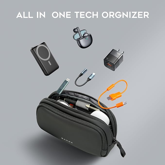BANGE Electronics Organizer Travel Case, Water Resistant Travel Bag, Tech Pouch Accessories Organizer for Cable,Cord, Phone, Cables, USB Flash Drive, Daily Items