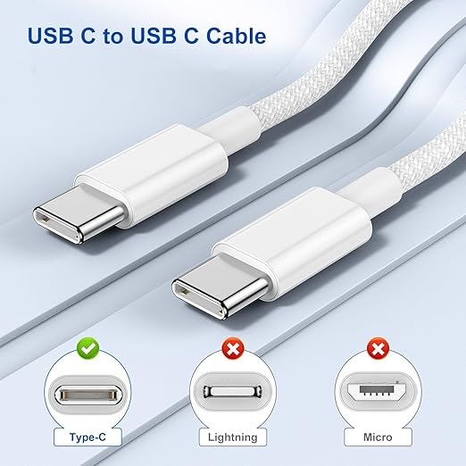 USB C to USB C Fast Charging Cord, Type C to Type C 10 feet Nylon Braided Charger Cable for iPhone17/16/15 Pro max/Mini/Plus/MacBook/iPad Air/Mini/Pro/Samsung 23+/23/22+/22