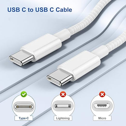 USB C to USB C Fast Charging Cord, Type C to Type C 10 feet Nylon Braided Charger Cable for iPhone17/16/15 Pro max/Mini/Plus/MacBook/iPad Air/Mini/Pro/Samsung 23+/23/22+/22