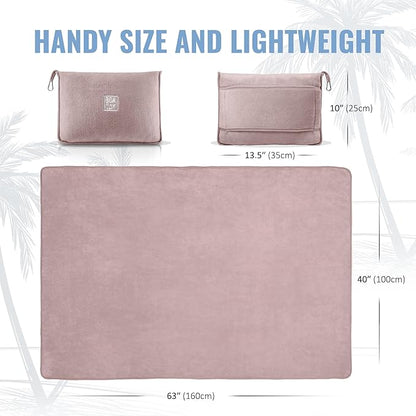 BOACAY Soft & Warm Travel Blanket for Airplane & Car - Long Flight Essential for Women, Men, Kids - Compact Pillow with Luggage Sleeve & Backpack Clip