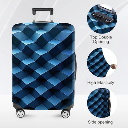 ANNA QUEEN Blue Travel Luggage Cover Suitcase Protector Suitcase Cover Anti-Scratch,Stretchable Fit for 18-32Inch Luggage,Travel Bag Cover Washable L(fits 26-28Inch suitcase)