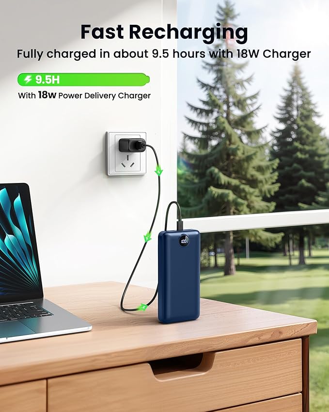 Portable Charger Power Bank 50000mAh 22.5W Fast Charging Battery Bank USB C External Battery Pack with 3 Output & 2 Input Digital Display Travel Essential for iPhone 16/15/14/13/12, Samsung, iPad etc