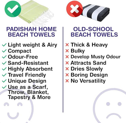 Turkish Beach Towels, Bulk Case of 12 | Oversized, Quick Dry, Sand Free | 100% Cotton, Large 38x71 Towels for Beach, Pool, Travel | Ultra-Soft, Compact, Absorbent | Pistachio Green