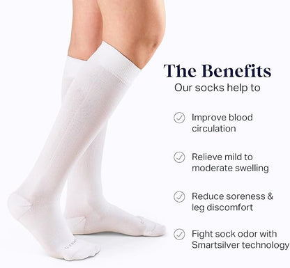 Comrad Nylon Knee High Socks - 15-20mmHg Graduated Compression Socks - Soft & Breathable Support Unisex Socks