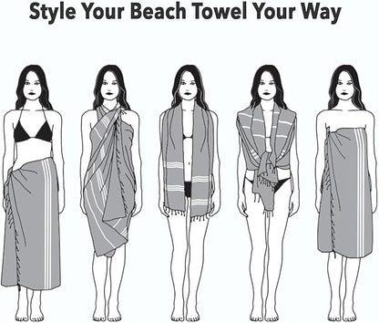 100% Cotton Turkish Peshtemal Towel – Lightweight, Quick-Dry, Highly Absorbent – Beach, Bath, Travel – Diamond Pattern (Turquoise)