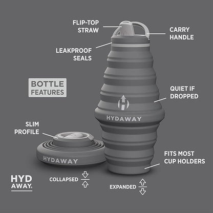 HYDAWAY 25oz Collapsible Water Bottle - BPA-Free, Leakproof, Lightweight, and Space-Saving - Perfect for Hiking, Travel, and All-Day Hydration