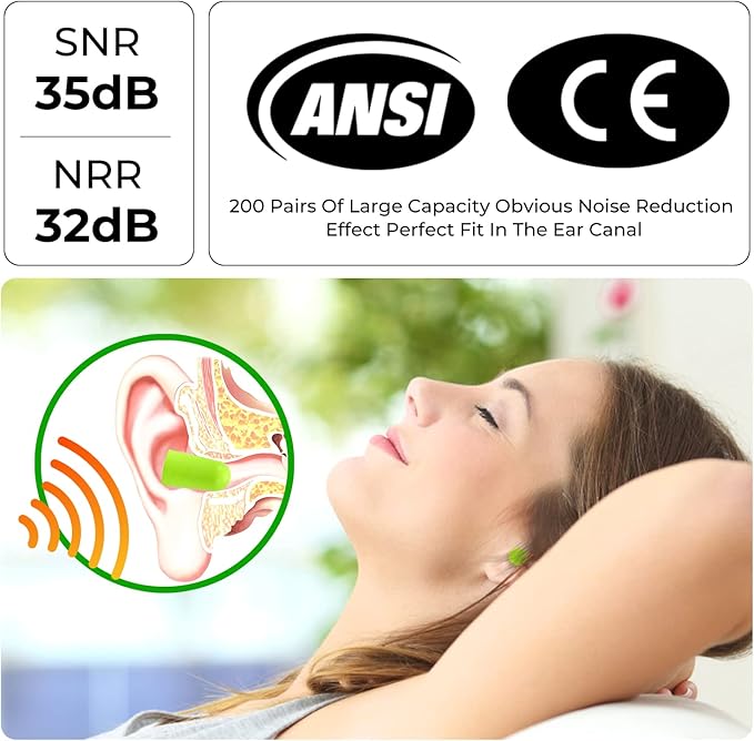 500Pairs Foam Earplugs, 32dB Disposable Noise Reduction Ear Plugs, Hearing Protection Bulk Ear Plugs for Shooting Range, Work, Travel,Concert Green