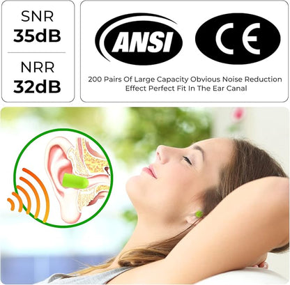 500Pairs Foam Earplugs, 32dB Disposable Noise Reduction Ear Plugs, Hearing Protection Bulk Ear Plugs for Shooting Range, Work, Travel,Concert Green