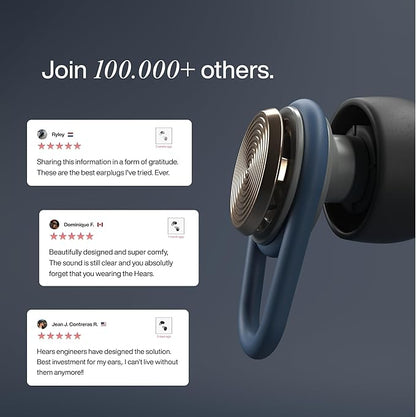 Hears One High-Fidelity Ear Plugs – Reusable Hearing Protection for Concerts, Travel, Focus & Sleep – Certified Noise Reduction 20dB SNR – Hypoallergenic Tips (4 Sizes) + Keychain Case