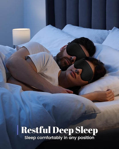 WAOAW Sleep Mask for Men Women: Blackout Eye Masks for Sleep - 3D Breathable Soft Comfortable Eye Mask for Travel - Adjustable Light Blocking Night Masks for Sleeping