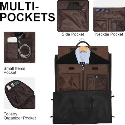 Modoker Rolling Garment Bag for Travel Wheeled Duffel Bag Luggage Suit Travel Bags for Men and Women,3 in 1 Carry on Convertible Garment Bag with Wheels,Black