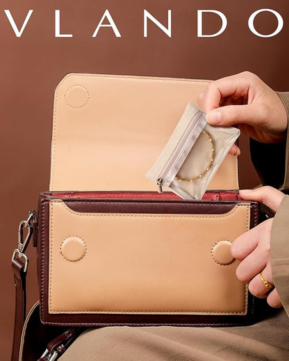 Vlando 33 Pcs Travel Jewelry Case Velvet Jewelry Pouch with Zipper Clear Travel Jewelry Bag Jewelry Travel Organizer for Travel Business Trip Mother's Day Gifts for Mom Wife Women