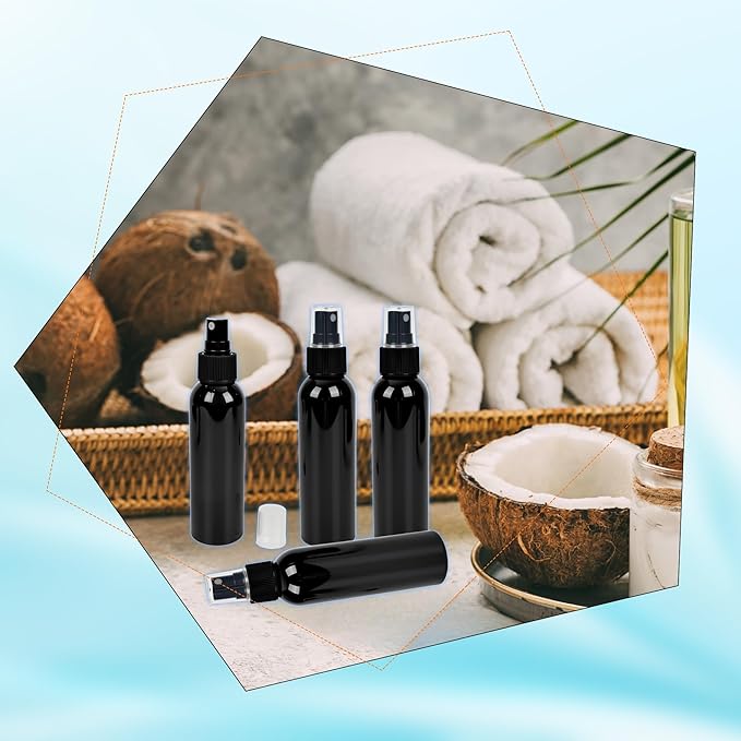 40 Pack Black Plastic Spray Bottles with Cap 4 oz Fine Mist Spray Bottles Refillable Portable Misters Travel Containers for Perfume Cleaning Liquid