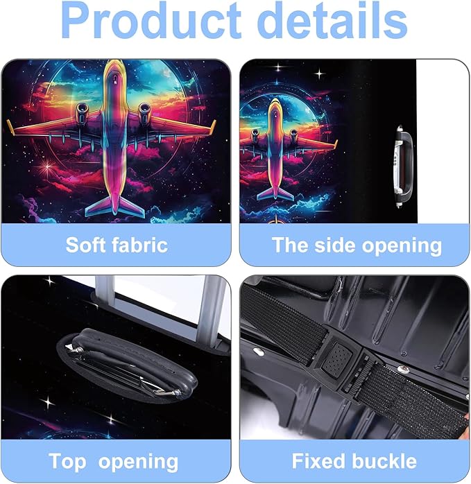 Luggage Cover Washable Suitcase Protector Anti-scratch Suitcase cover Fits 20-34 Inch Luggage (Aircraft, XL(32-34inch suitcase))