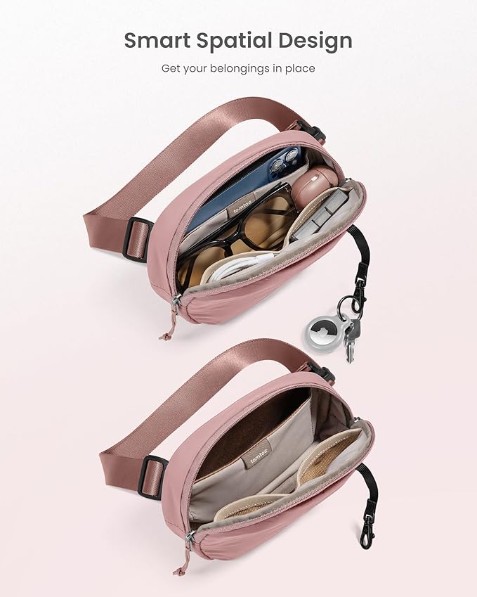 tomtoc Belt Bag with RFID Blocking, 1.5L Cross Body Fanny Pack for Women Men, Sling Waist Bags with Adjustable Strap for Travel Walk