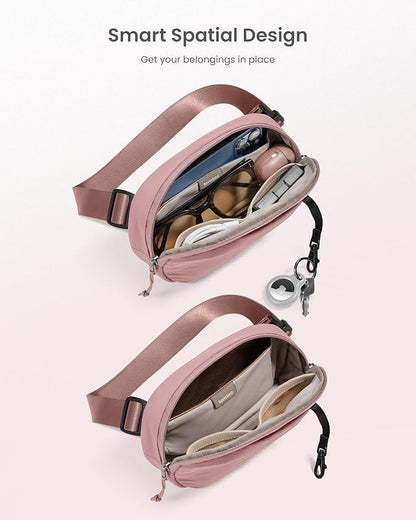 tomtoc Belt Bag with RFID Blocking, 1.5L Cross Body Fanny Pack for Women Men, Sling Waist Bags with Adjustable Strap for Travel Walk