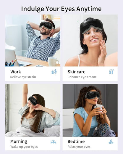 Eye Massager with Heat&Bluetooth Music,Eye Care Device for Migraine,Heated Eye mask for Relaxation,Reduce Strain,Improve Sleep,Ideal Gift for Men/Women,Black