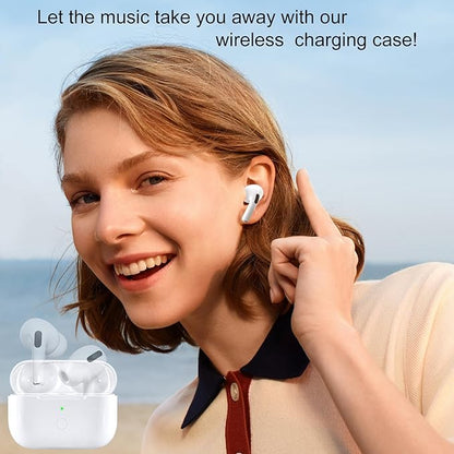 CCAN Compatible with AirPod Pro 2nd&1st Generation Charging Case Replacement, Air Pod Pro 2 1 Charger Case with Bluetooth Pairing Sync Button,White