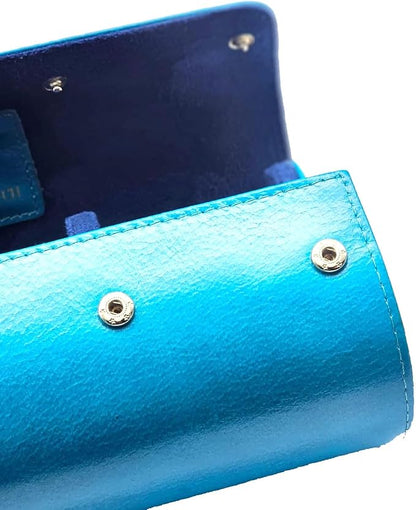 Genuine Napa Leather Watch Roll Travel Case for 3 Watches - Travel Watch Rolls and Leather Watch Display Cases with Velvet Interior - Watch Storage Organizer Men's (Blue 3 Watch Roll Case)