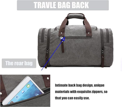 Duffle Bag for Travel,Overnight Weekend Gym Carry On Luggage Bag, 50L Travel Bag for Men Women, Expandable Spacious Travel Duffel Bag,Expandable spacious large capacity, Waterproof canvas (grey)