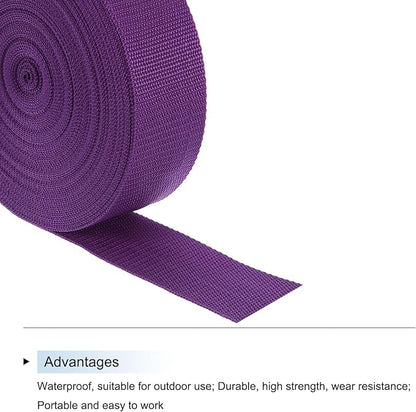 MECCANIXITY Lightweight Polypropylene Webbing Strap 2" 25 Yard Backpack Strapping Band Purplish Red for Outdoor Luggage Cargo Straps