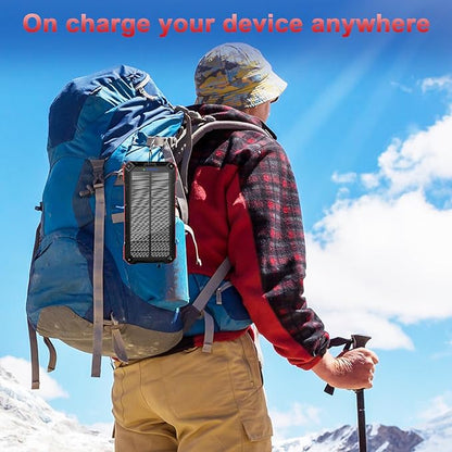 WONGKUO Solar Charger Power Bank - 49800mAh Solar Phone Charger with USB-C in/Output, QC 3.0 Fast Charging with LED Flashlight, Built-in 4 Cables, IP65 Waterproof Fits for Outdoor (Brilliant Red)