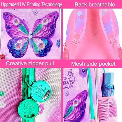 WZLVO 3PCS Kids Backpack for Girls, Unicorn Dinosaur Animal Prechool Elementary Kindergarten School Bookbag with Lunch Box