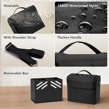 Stagiant Makeup Train Case, Nail Bag Organizer Case, Makeup Box Organizer, 4 Tier Large Travel Makeup Case with Compartments/Shoulder Strap for MUA/Manicure/Tattoo/Eye Lash Extension,Black