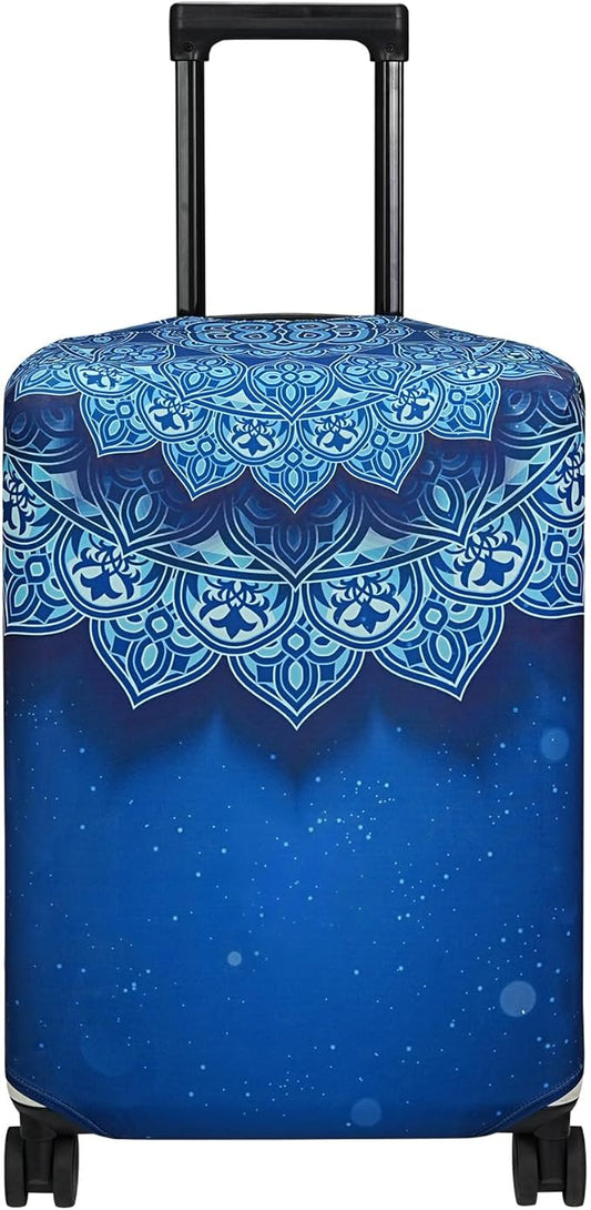 Explore Land Travel Luggage Cover Suitcase Protector Fits 27-30 Inch Case (Blue Violets, L)