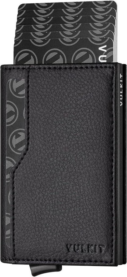 VULKIT Card Holder Wallet with Double ID Windows RFID Blocking Pop Up Wallet Minimalist Design for 12 Cards