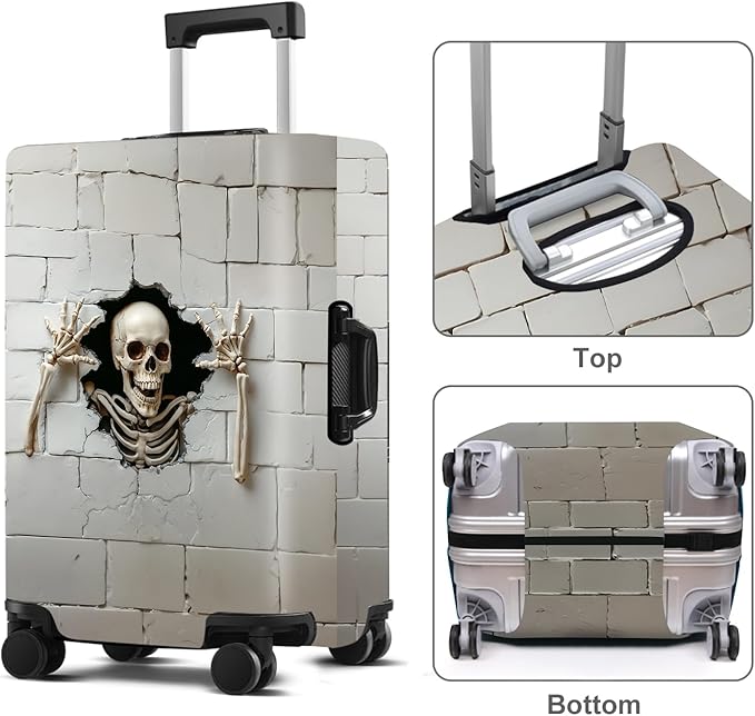 Luggage Cover Washable Suitcase Protector Anti-Scratch,Stretchable Fit for 20-34Inch Luggage Durable Travel Bag Cover with Zipper Closure (Skull, L(fits 28-30Inch suitcase))