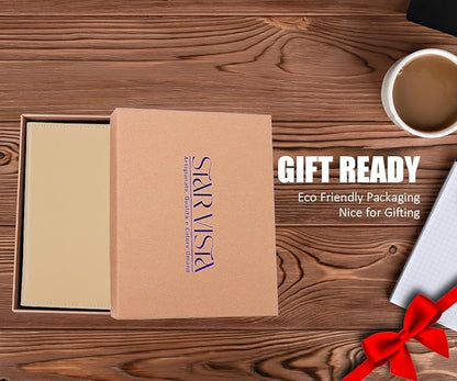 STAR VISTA Albatross Leather Travel Passport Holder, Minimalist Design, Calfskin Leather Case for Women and Men - Slim Passport Wallet, Bifold, RFID Blocking, Ivory