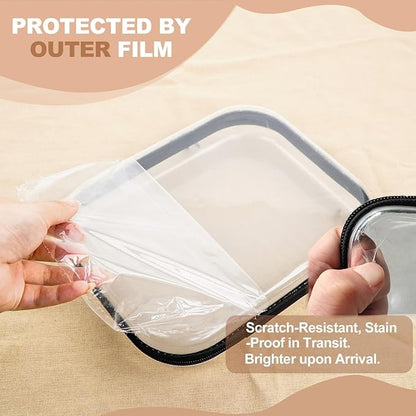 3PCS Clear Hard Shell Zipper Case,Toy Organizers and Storage Box,Clear Toiletry Cosmetic Case,Travel Makeup Bags, Diaper Bag Organizer,Pencil Case,Stackable Portable Transparent Zipper Pouches Black-M