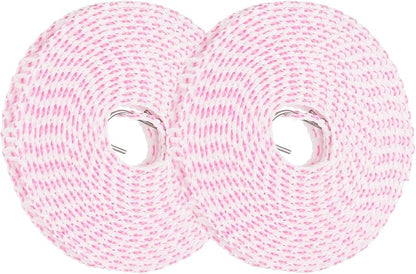 uxcell 2 Pcs Portable Travel Clothesline, 16.4ft Clothes Line Outdoors Travel Hanger Foldable Clothesline Rope with Hooks for Camping Hotel Backyard Home Cruise Ship, Pink