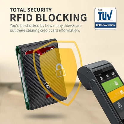 RUNBOX Mens Slim Wallet with Money Clip RFID Blocking Bifold Credit Card Holder for Men with Gift Box