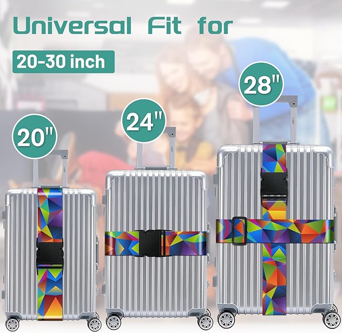 Slohif Luggage Straps for Suitcases Travel Belt Accessories Luggage Connector Identifiers Over Handle with Buckle Unique Nylon Adjustable Strap for Sleeping Bag Car Seat Color Triangle (2 Pack)