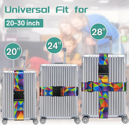 Slohif Luggage Straps for Suitcases Travel Belt Accessories Luggage Connector Identifiers Over Handle with Buckle Unique Nylon Adjustable Strap for Sleeping Bag Car Seat Color Triangle (2 Pack)