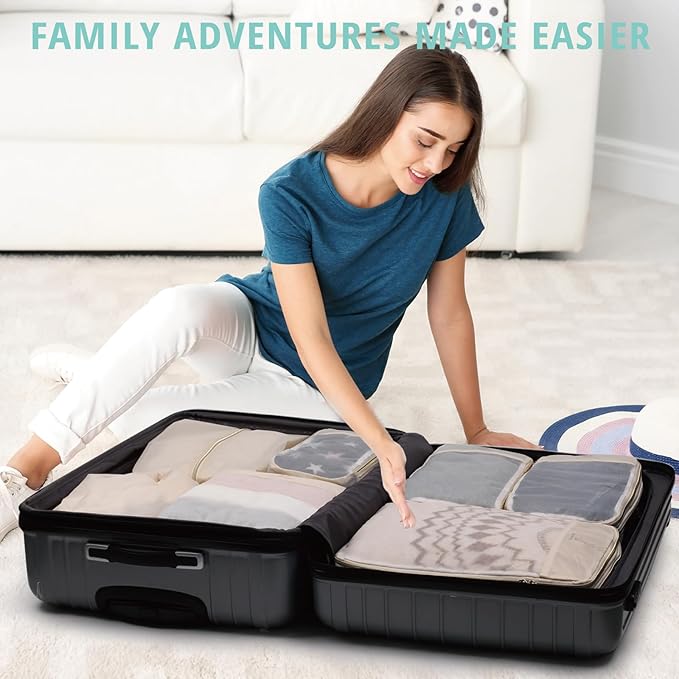 See Through Expandable Compression Packing Cubes, Mesh Travel Packing Cubes for Suitcases, Lightweight Organizers Bag Set for Travel Essentials for Luggage