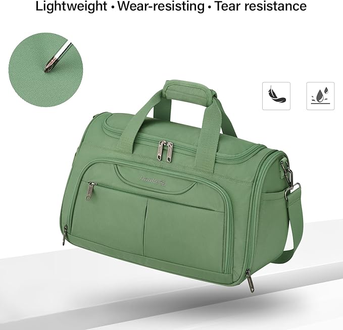 Hanke Underseat Carry On luggage Bags for Travel, Foldable Travel Bags for Women, Soft Lightweight Personal Item Travel Bag Small Carry On Bags for Airplanes, Travel Tote Bags for Women Men. Green