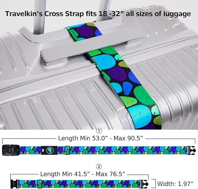 Travelkin Luggage Straps TSA Approved - Adjustable Cross Suitcase Straps with TSA Lock, Reinforced Buckle, Unique Pattern - Secure Heavy Duty Luggage Straps for Travel (Coral)