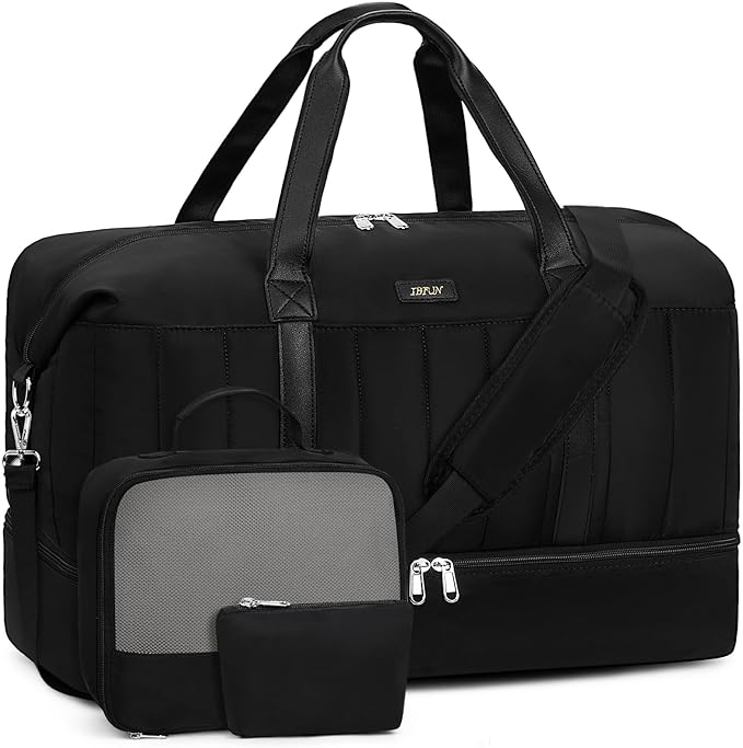 IBFUN Weekender Bags for Women, Travel Duffle Bag with Shoe Compartment Carry on Weekender Overnight Duffel for Weekend Travel Business Trip 3PCS
