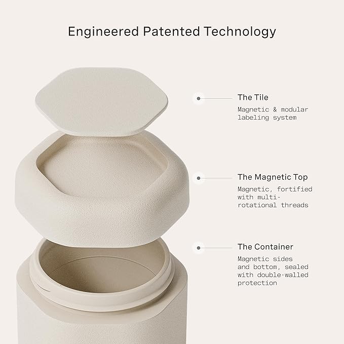 Cadence Travel Containers Haircare Capsule Set - Magnetic Containers with Lids,Carry On Travel Essentials For Women/Men - 3 Flex Mediums (1.32oz) - Shampoo, Conditioner & Comb Icon Labels - Sand