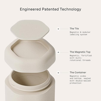 Cadence Travel Containers Haircare Capsule Set - Magnetic Containers with Lids,Carry On Travel Essentials For Women/Men - 3 Flex Mediums (1.32oz) - Shampoo, Conditioner & Comb Icon Labels - Sand