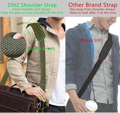 ZINZ 79 inch Shoulder Strap, Extra-thick Fixed Cushion Pad and Dual Clasps Universal Replacement Strap with Metal Swivel Hooks for Laptop Bags, Luggage Bags, Camera, Crossbody(Army Green)