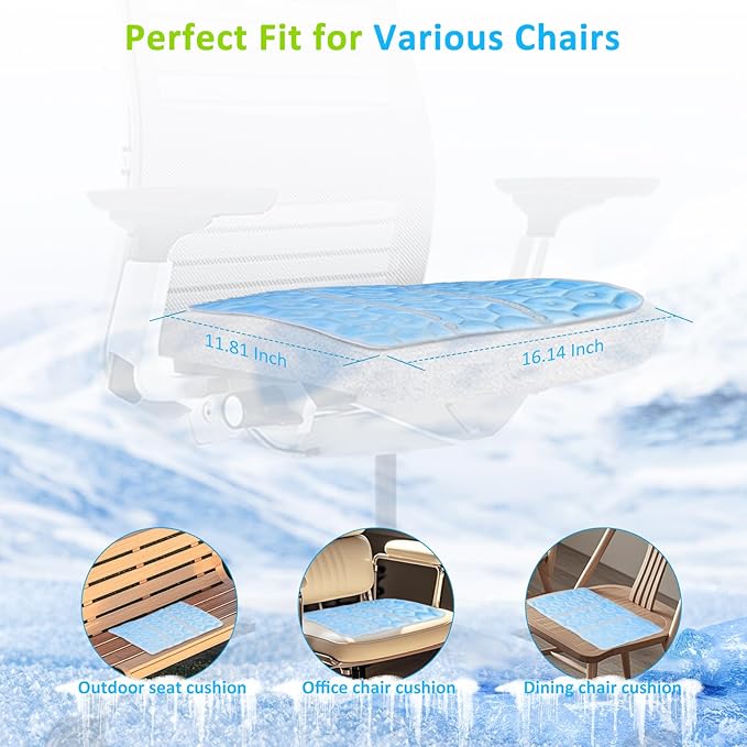 Cooling Seat Cushion, Y28°F Desk Chair Cushion Reusable Ice Mat with PCM Cooling Mat Technology, No Condensation, Foldable & Portable Chair Cushion for Office, Camping, Bed, Car