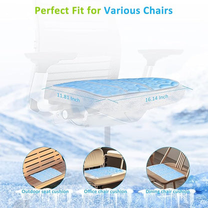 Cooling Seat Cushion, Y28°F Desk Chair Cushion Reusable Ice Mat with PCM Cooling Mat Technology, No Condensation, Foldable & Portable Chair Cushion for Office, Camping, Bed, Car