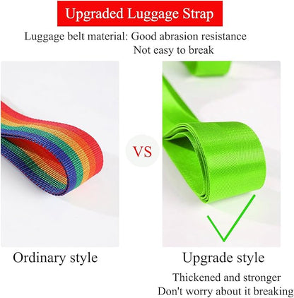 Luggage Straps for Suitcases TSA Approved Heavy Duty Adjustable Travel Belt Cross Suitcase Belts Luggage Tags with Name ID Card Travel Accessories Fit for 20-32 Inch Suitcase (Green)